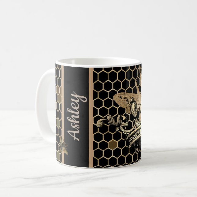 Black and Gold Queen Bee  Coffee Mug (Front Left)