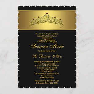 Black and Gold Quinceanera Invitation