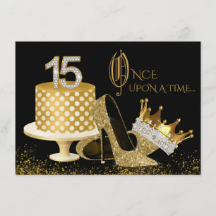 Black and Gold Quinceanera Invitations
