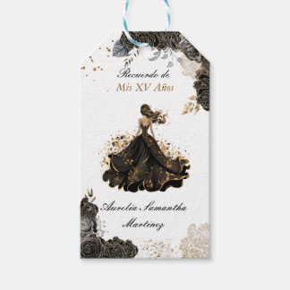 Black and Gold Quinceañera Party Favour Tags