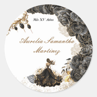 Black and Gold Quinceañera Sticker