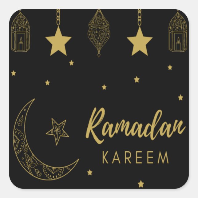 Black and gold Ramadan kareem stickers (Front)
