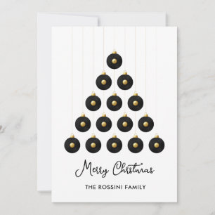 Black and Gold Record Disc Bauble Holiday Card
