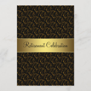 Black and Gold Retirement Party Invitation