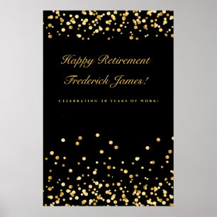 Black And Gold Retirement Party Sign, Retirement Poster