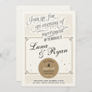 Black and Gold Retro Gatsby Wedding Invitations