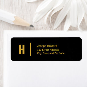 Black and Gold Return Address Label