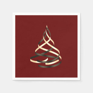 Black and Gold Ribbon Christmas Tree Napkin