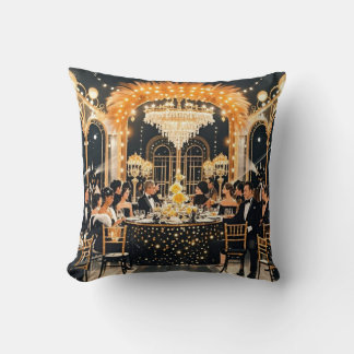 Black and gold, Rich luxury, Moulin rouge style Cushion