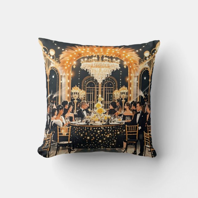 Black and gold, Rich luxury, Moulin rouge style Cushion (Front)