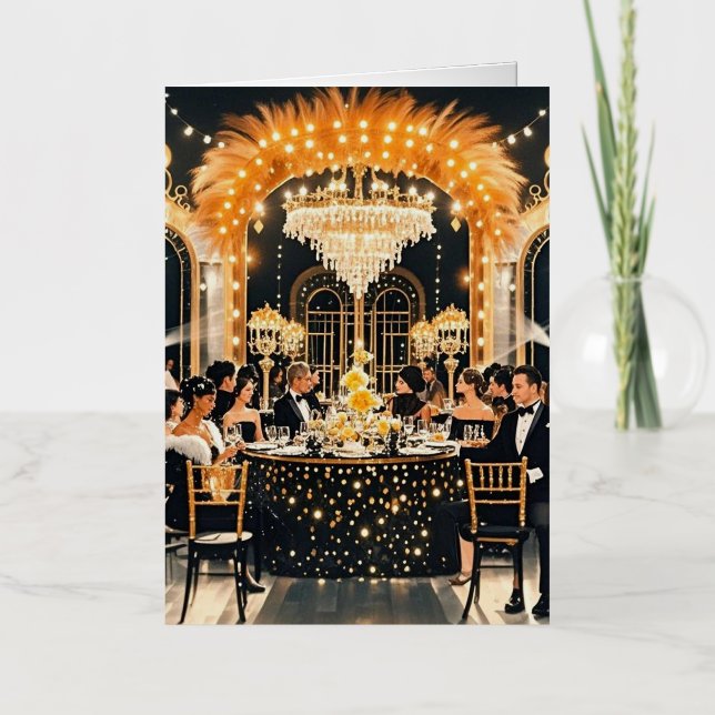 Black and gold, Rich luxury, Moulin rouge style Foil Greeting Card (Front)