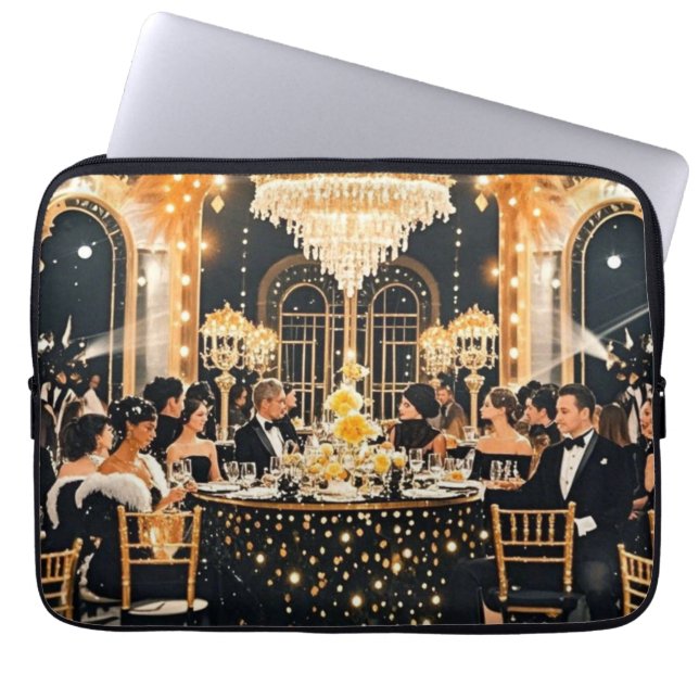 Black and gold, Rich luxury, Moulin rouge style Laptop Sleeve (Front)