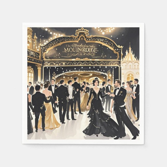 Black and gold, Rich luxury, Moulin rouge style Napkin (Front)