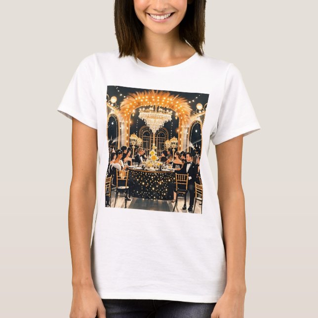 Black and gold, Rich luxury, Moulin rouge style T-Shirt (Front)