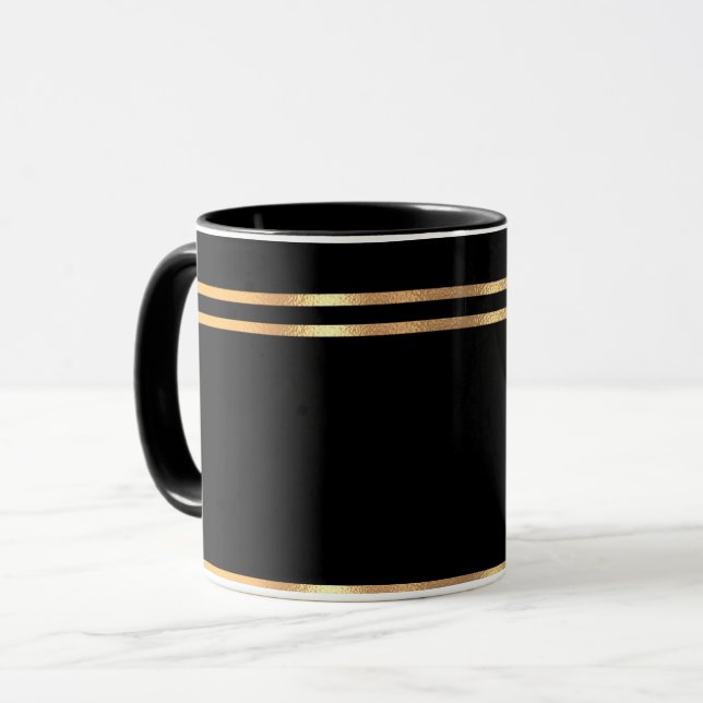 Black and Gold Rimmed  Mug (Front Left)