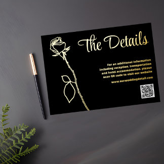 Black and Gold Rose bud QR code Details card