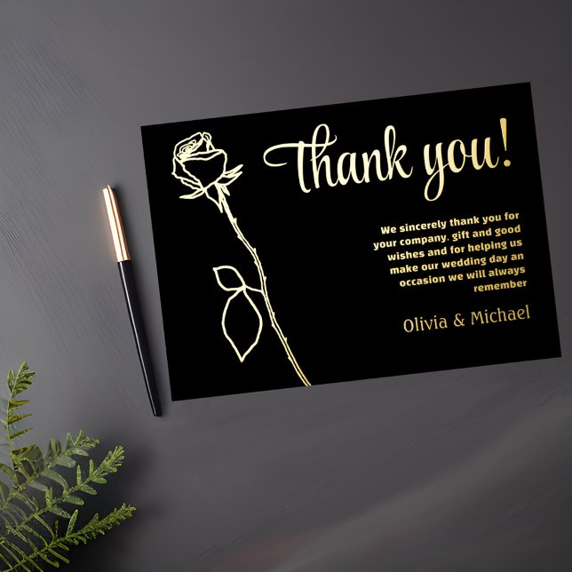 Black and Gold Rose bud Thank you card (Creator Uploaded)