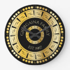 Black and Gold Round Greek Key Custom Name