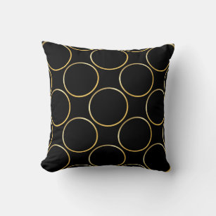 Black And Gold Round Patterned Modern Template Cushion