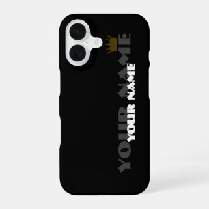 Black and gold royal crown custom name phone case