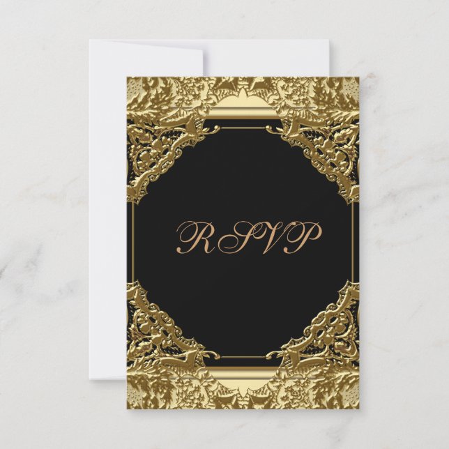 Black and Gold RSVP Card (Front)
