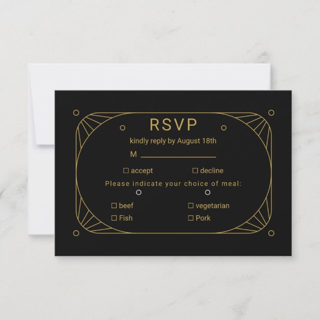 Black and Gold  RSVP Card (Front)