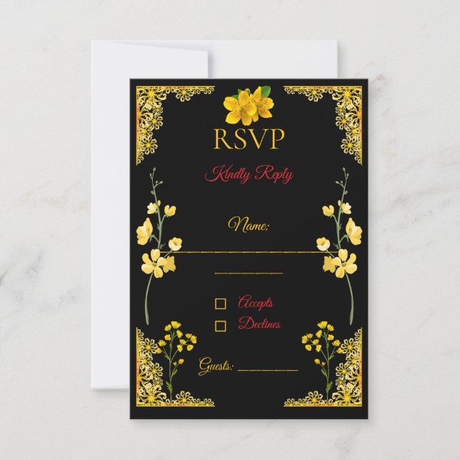 Black and Gold RSVP Card (Front)