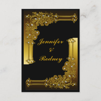 Black and Gold RSVP Wedding Invitation