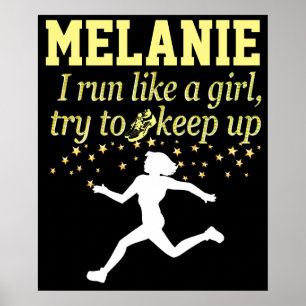 BLACK AND GOLD RUN LIKE A GIRL PERSONALIZED POSTER