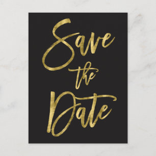 Black And Gold Save The Date Postcards