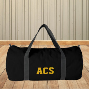 Black and Gold School Colours and Letters Duffle Bag