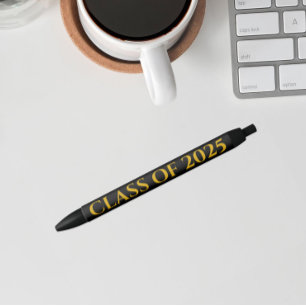 Black and Gold School Colours Class Year Ink Pen