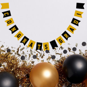 Black and Gold School Colours Graduation Bunting