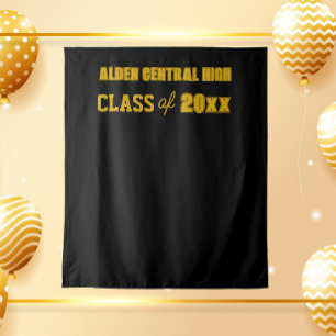 Black and Gold School Colours Photo Backdrop Tapestry