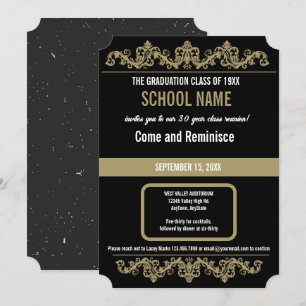 Black and Gold    School Reunion Invitation