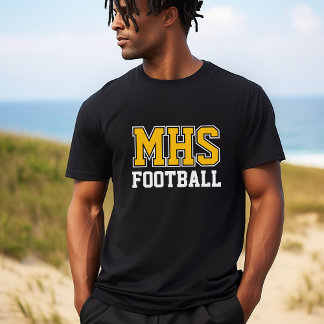 Black and Gold School Spirit Custom Football Team  T-Shirt