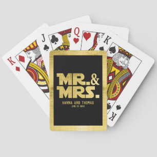 Black and Gold Sci Fi Themed Wedding Playing Cards