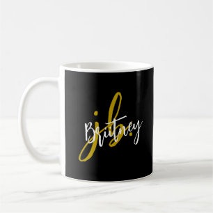 Black and Gold Script Monogram Coffee Mug