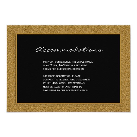 Black and Gold Scroll Accent Wedding Insert Card