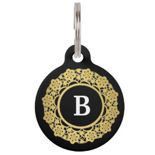 Black and Gold Scroll Pet Tag