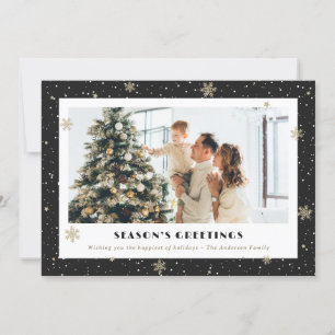 Black and Gold Season’s Greetings Photo Holiday Card