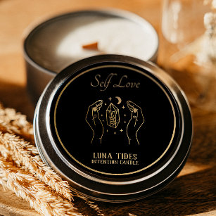Black And Gold Self Love Intention Candle Label