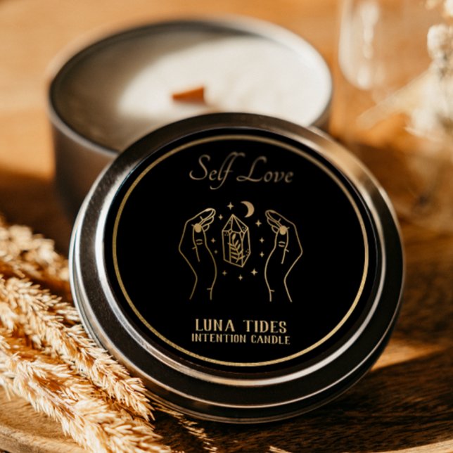 Black And Gold Self Love Intention Candle Label (Creator Uploaded)