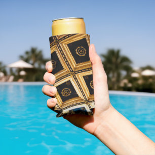 Black and Gold Seltzer Can Cooler