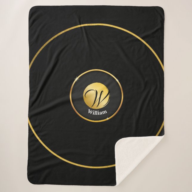 Black and Gold Sherpa Blanket (Front)