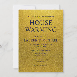 Black and Gold Shining Glitter House Warming Invitation