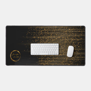 Black and Gold Shooting Stars Desk Mat