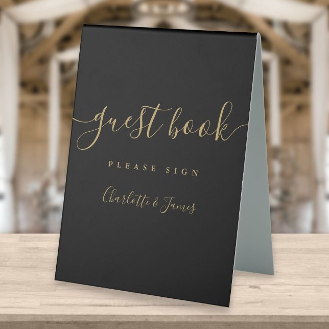 Black And Gold Signature Script Guest Book (Creator Uploaded)