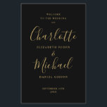 Black And Gold Signature Script Wedding Program<br><div class="desc">Black and gold signature script wedding program featuring chic modern typography,  this stylish wedding program can be personalised with your special wedding day information. Designed by Thisisnotme©</div>