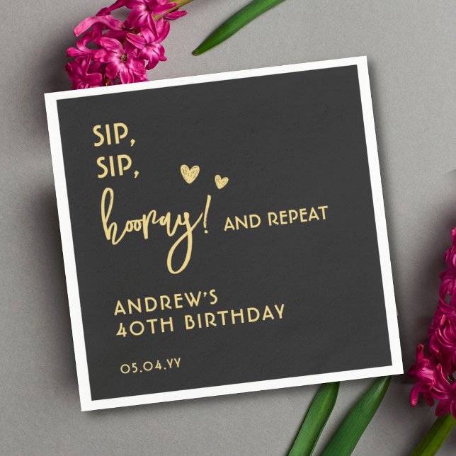 Black and Gold Simple Funny Custom Birthday Napkin (Creator Uploaded)